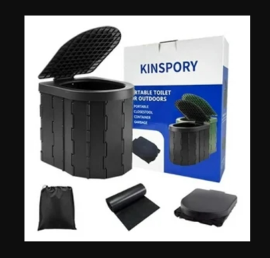 KINSPORY Portable Toilet, Outdoor Camping Toilet Fishing Toilet Campervan Toilet Collapsible Toilet Bucket Portable Loo with lid(black)
