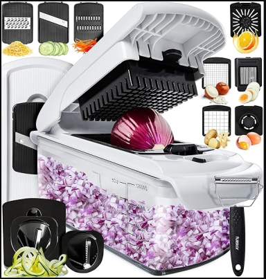 Vegetable Chopper Cutter Mandoline Slicer Cheese Grater - Food Onion Salad Veggie Chopper with Container. 