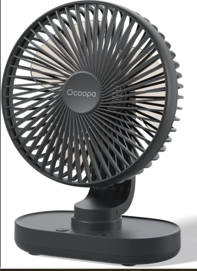 OCOOPA RotateAir Large 6.5'' Auto Oscillating Rechargeable Fan 4000mAh, 4 Speeds Wind, USB Desk Table Fan. 
