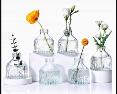 Eidoct Glass Bud Vases Set of 6, Glass Flower Vases, Rustic Decorative Floral Vases 