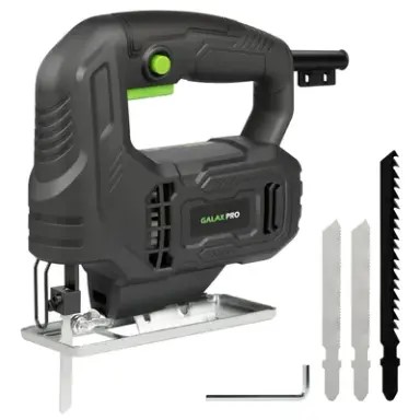 GALAX PRO 400W Variable Speed Jigsaw, 3000 SPM,±45° Bevel Cutting, Lock-on Button, Includes Blades for Wood and Metal