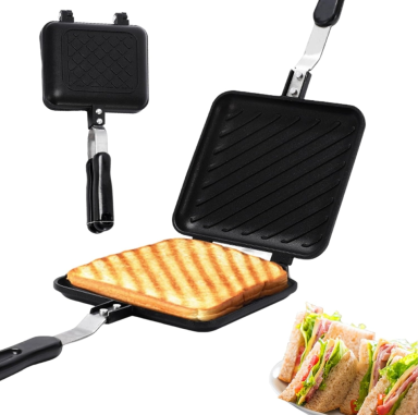 Eidoct Toastie Maker Double Side Toasted Sandwich Maker, Non-Stick Stovetop Toastie Maker with Heat-Resistant Handles Breakfast Frying Pan