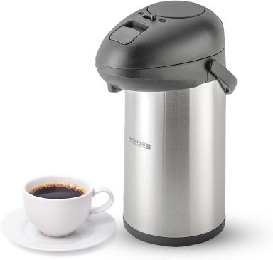 Olerd Coffee Pump Flask, 3L Stainless Steel Airpot, Hot Beverage Dispenser 