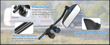 SUPAREE Caravan Towing Mirrors, Extensions for Caravan Towing with Clamps.