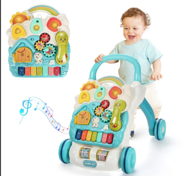 Baby Walker 3in1 Sit-to-Stand Learning Walker Kids Activity Center Push Along Walker with Weight Gain Design Entertainment Table